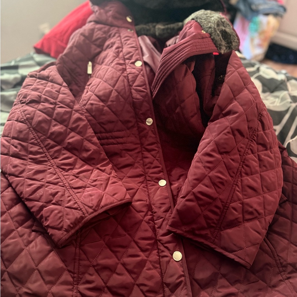 Michael Kors Quilted Maroon Puffer Jacket